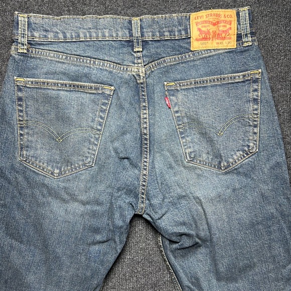 Levis 505 Mens Regular Fit Straight Leg Jeans Blue Denim W32 L30 - Picture 6 of 7